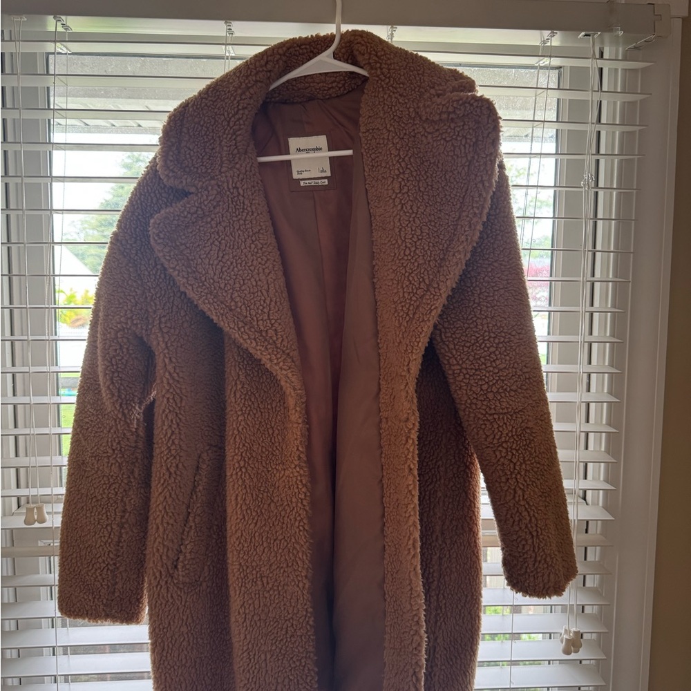 Abercrombie & Fitch Brown Teddy Jacket Oversized Cozy Design